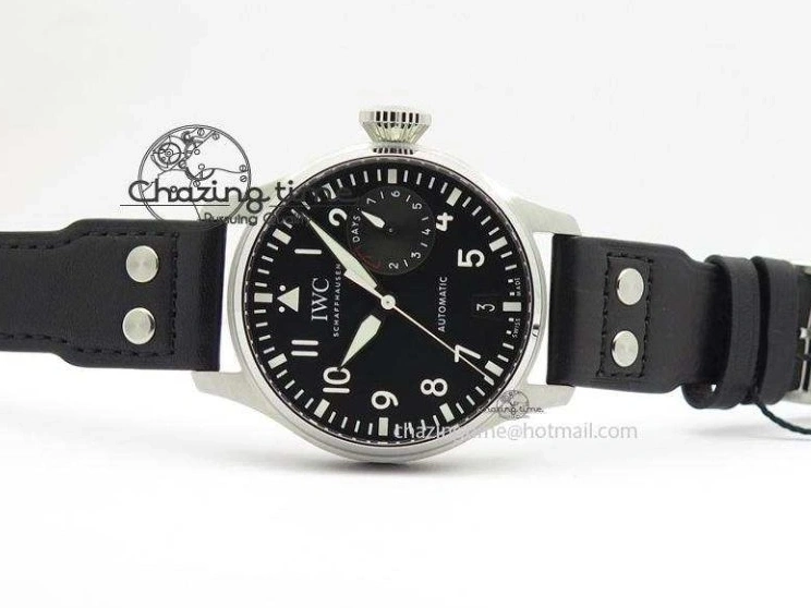 MIROTIME 0306 GoodFit Big Pilot Real PR IW500912 ZF Best Edition Black Dial On Black Leather Strap A 7287